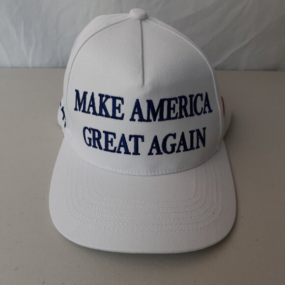 MAGA - 45-47 - Trump - American Flag White & Blue Baseball Cap - Adjustable Fit - Picture 9 of 9